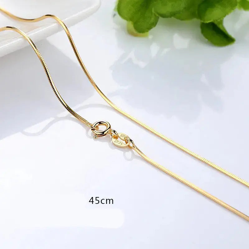 Lovcia S925 Silver Necklace Gold Plated Chain Necklace Clavicle Chain Gold Color Gold Necklace-Necklaces-C-C