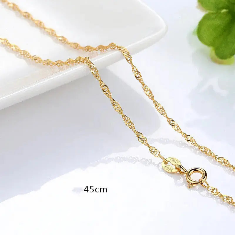 Lovcia S925 Silver Necklace Gold Plated Chain Necklace Clavicle Chain Gold Color Gold Necklace-Necklaces-D-D