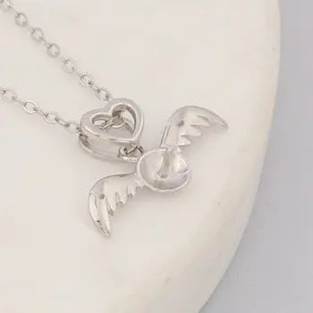 Lovcia S925 Silver Pearl Pendant Women's Fashion Temperament Design Fetal Hair Angel Pendant-Charms & Pendants-hanging bracket with chain-White-hanging bracket with chain