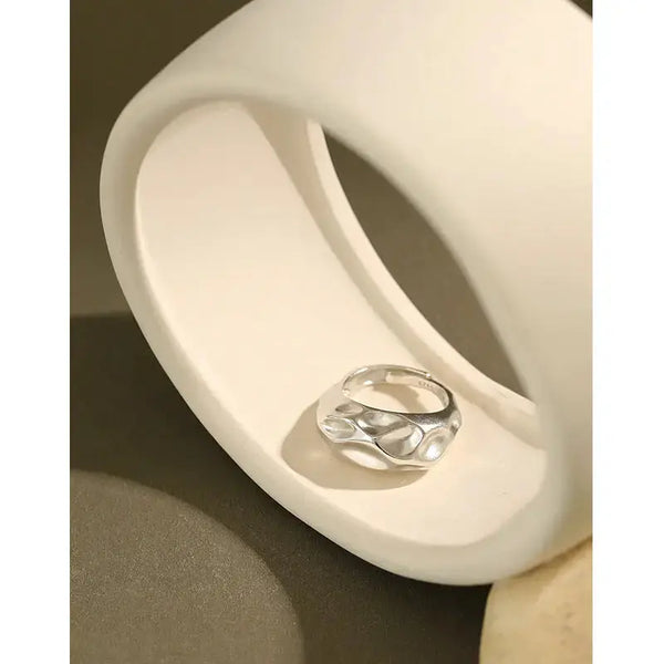 Lovcia Sale Irregular Uneven 925 Sterling Silver Adjustable Ring-Rings-No Plating-No Plating