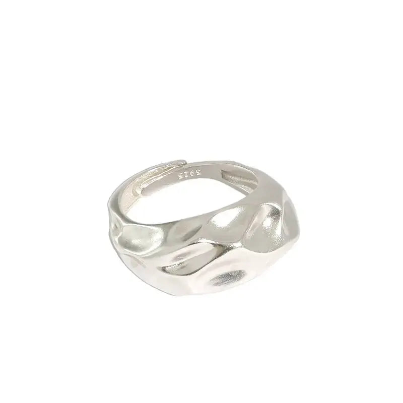 Lovcia Sale Irregular Uneven 925 Sterling Silver Adjustable Ring-Rings-No Plating-No Plating