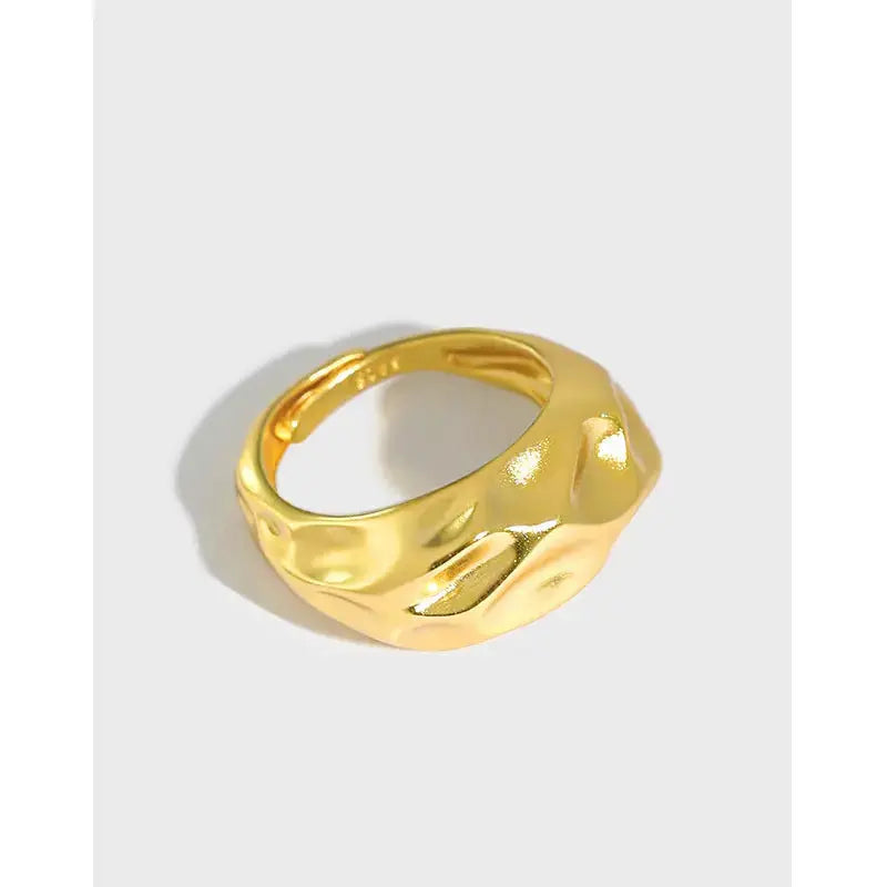 Lovcia Sale Irregular Uneven 925 Sterling Silver Adjustable Ring-Rings-Yellow Gold-Yellow Gold