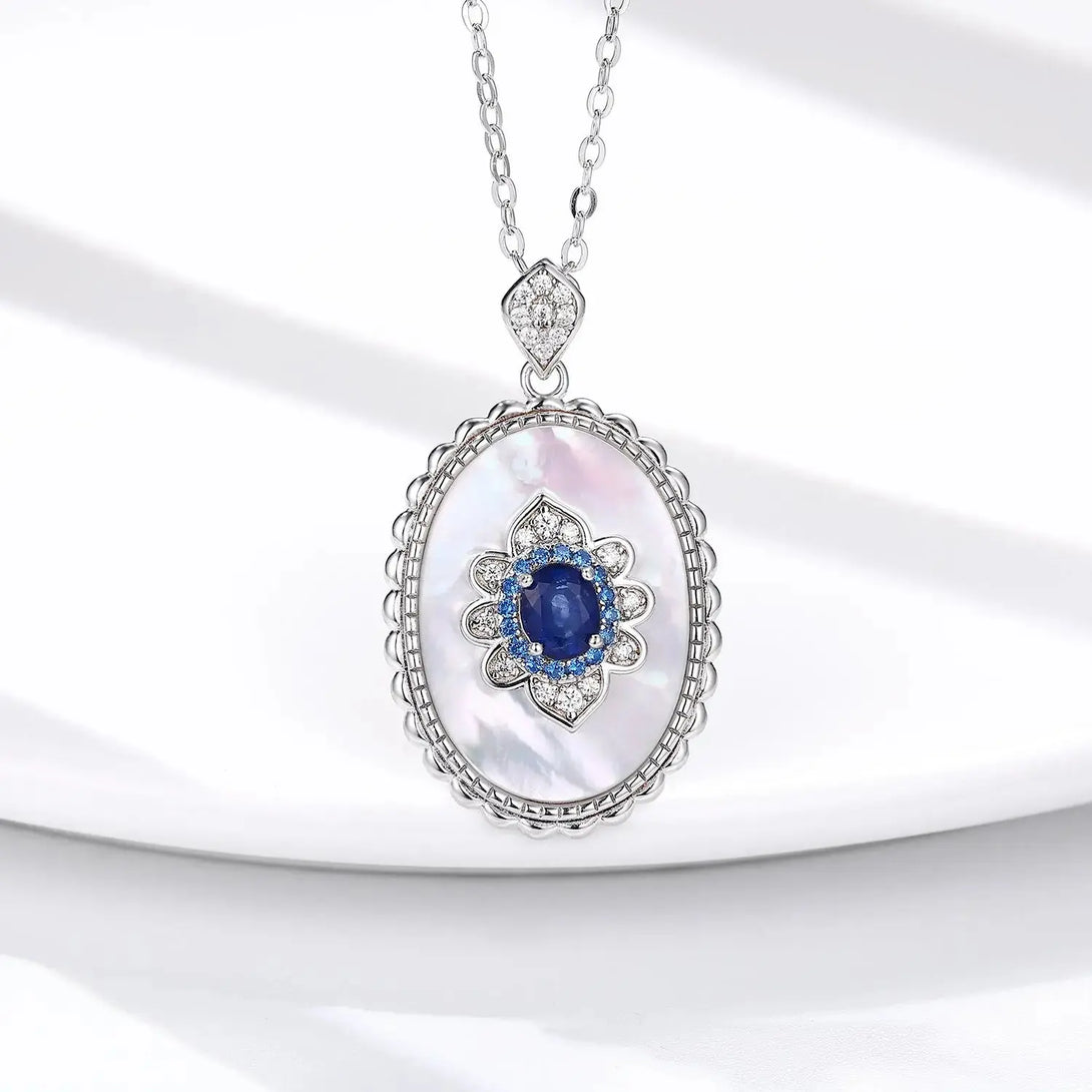 Lovcia Sapphire Diamond Pendant 925 Sterling Silver Party Wedding Pendants Chain Necklace For Women Charm Jewellery-Necklaces-Platinum gold-Platinum gold