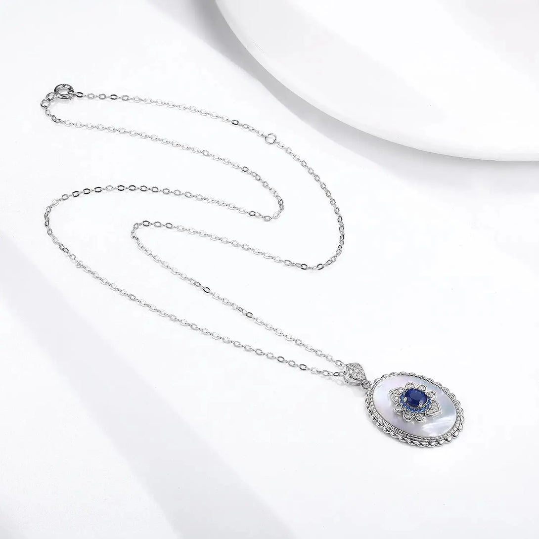 Lovcia Sapphire Diamond Pendant 925 Sterling Silver Party Wedding Pendants Chain Necklace For Women Charm Jewellery-Necklaces-Platinum gold-Platinum gold