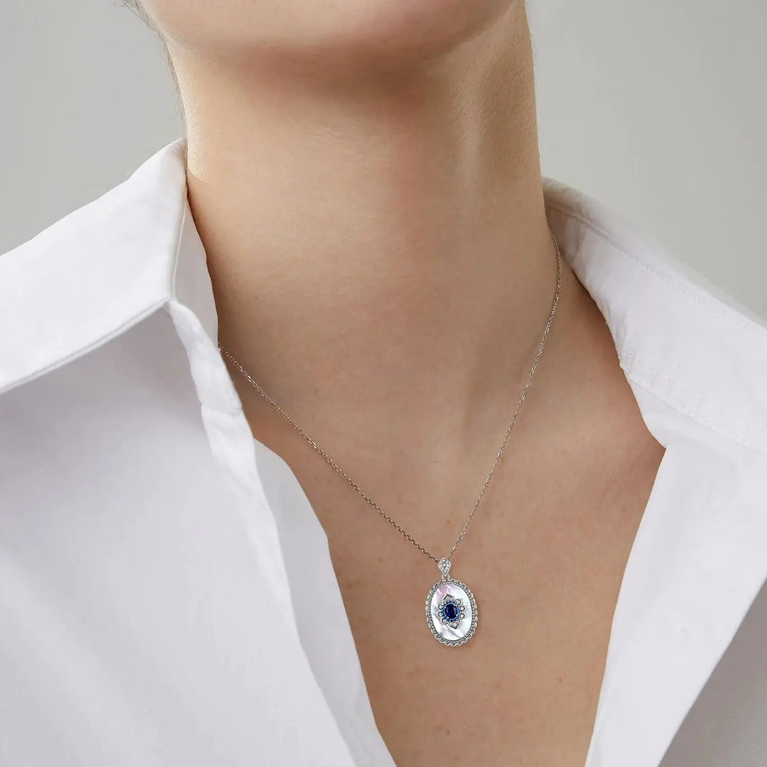 Lovcia Sapphire Diamond Pendant 925 Sterling Silver Party Wedding Pendants Chain Necklace For Women Charm Jewellery-Necklaces-Platinum gold-Platinum gold