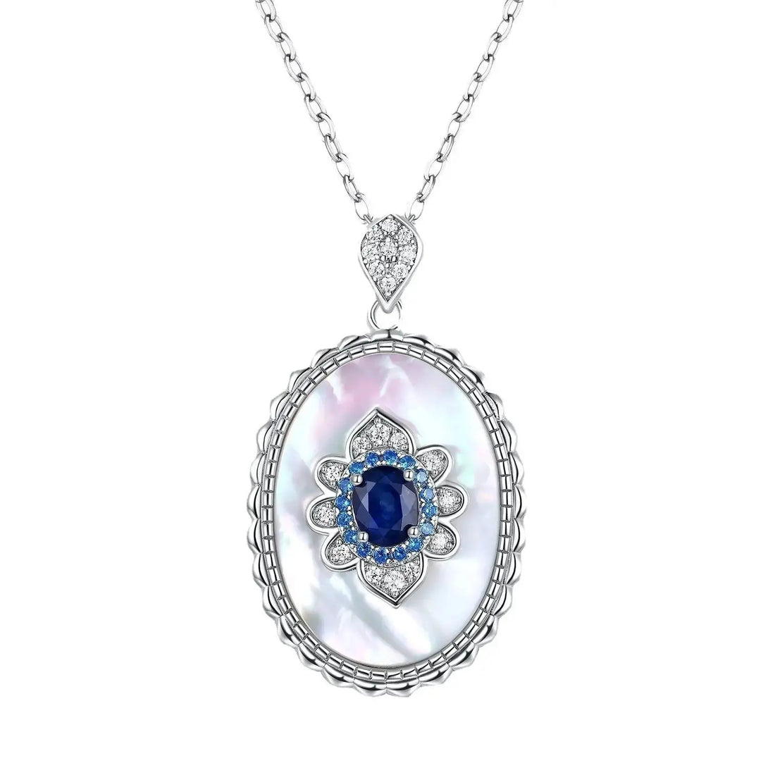 Lovcia Sapphire Diamond Pendant 925 Sterling Silver Party Wedding Pendants Chain Necklace For Women Charm Jewellery-Necklaces-Platinum gold-Platinum gold