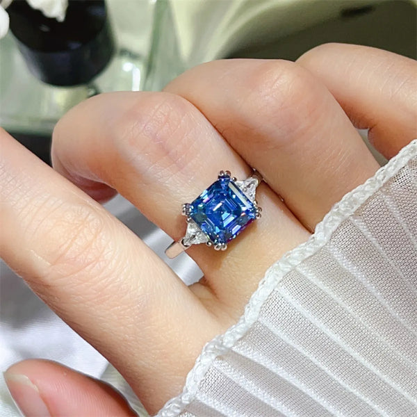Lovcia Sapphire Luxe 3 Carat Moissanite 925 Sterling Silver Ring for Women - Blue-5- - Buy latest trendy Rings for Women and Girls