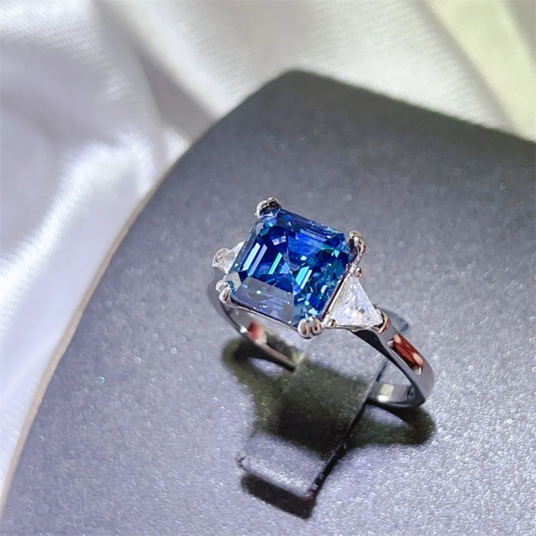 Lovcia Sapphire Luxe 3 Carat Moissanite 925 Sterling Silver Ring for Women - Blue-5- - Buy latest trendy Rings for Women and Girls