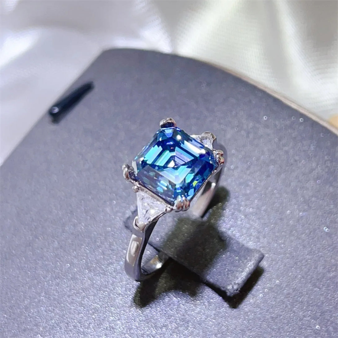 Lovcia Sapphire Luxe 3 Carat Moissanite 925 Sterling Silver Ring for Women - Blue-5- - Buy latest trendy Rings for Women and Girls