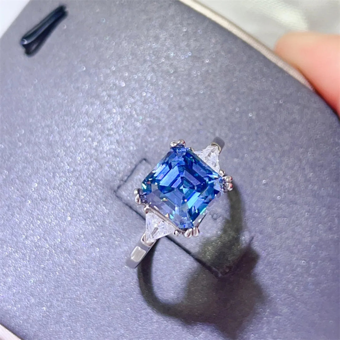 Lovcia Sapphire Luxe 3 Carat Moissanite 925 Sterling Silver Ring for Women - Blue-5- - Buy latest trendy Rings for Women and Girls