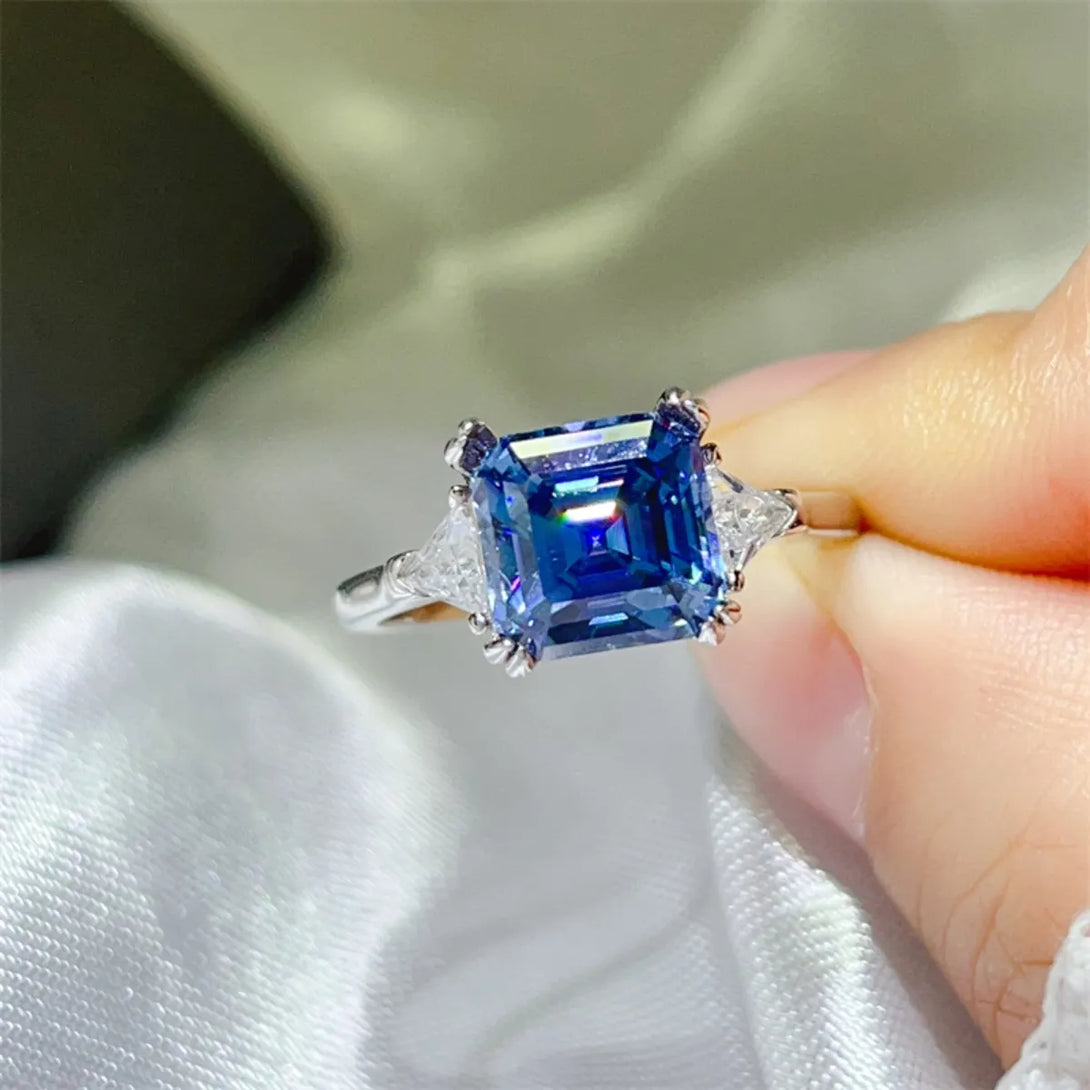 Lovcia Sapphire Luxe 3 Carat Moissanite 925 Sterling Silver Ring for Women - Blue-5- - Buy latest trendy Rings for Women and Girls