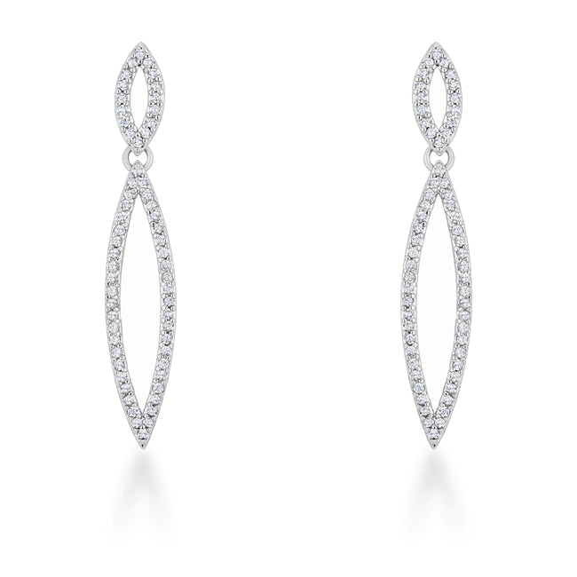 Lovcia Sara Elegant Double Teardrop CZ Rhodium Drop Earrings-Earrings-
