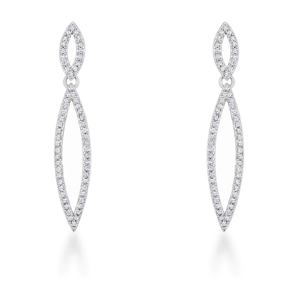 Lovcia Sara Elegant Double Teardrop CZ Rhodium Drop Earrings-Earrings-