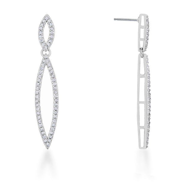 Lovcia Sara Elegant Double Teardrop CZ Rhodium Drop Earrings-Earrings-