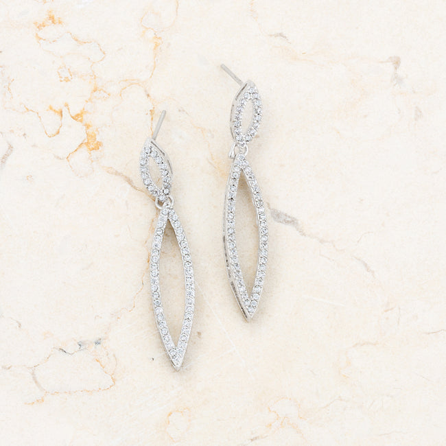 Lovcia Sara Elegant Double Teardrop CZ Rhodium Drop Earrings-Earrings-
