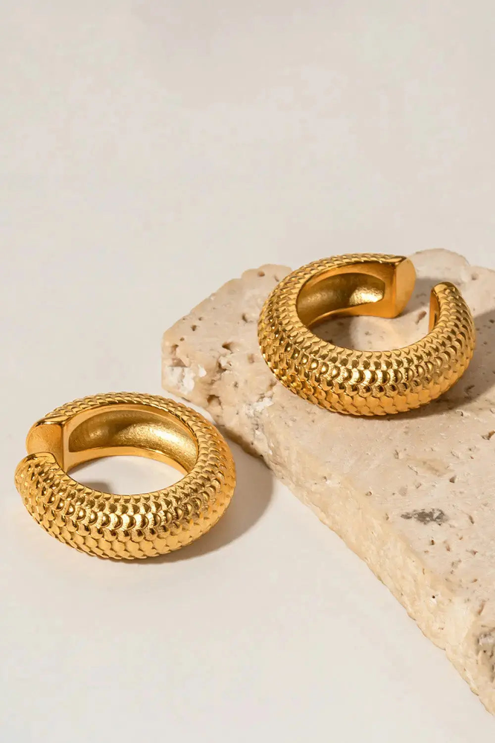 Lovcia Scale Stainless Steel Cuff Earrings-Earrings-Gold-One Size-Gold