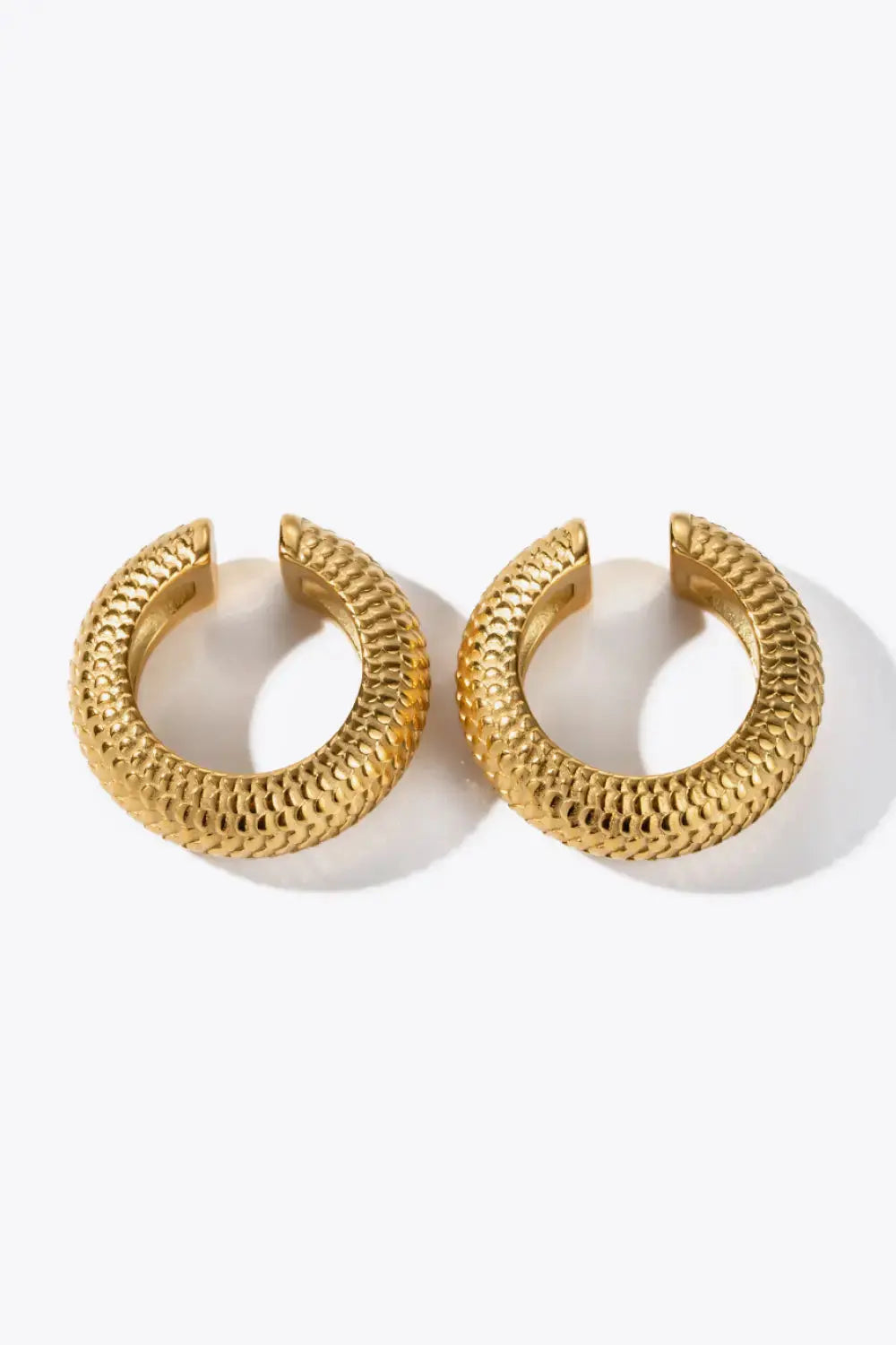 Lovcia Scale Stainless Steel Cuff Earrings-Earrings-Silver-One Size-Silver