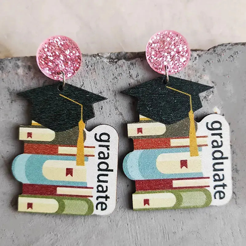 Lovcia School Theme Wooden Dangle Earrings-Earrings-Style A-One Size-Style A