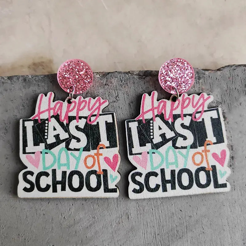 Lovcia School Theme Wooden Dangle Earrings-Earrings-Style C-One Size-Style C