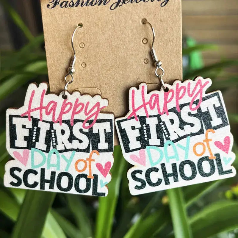 Lovcia School Theme Wooden Dangle Earrings-Earrings-Style G-One Size-Style G