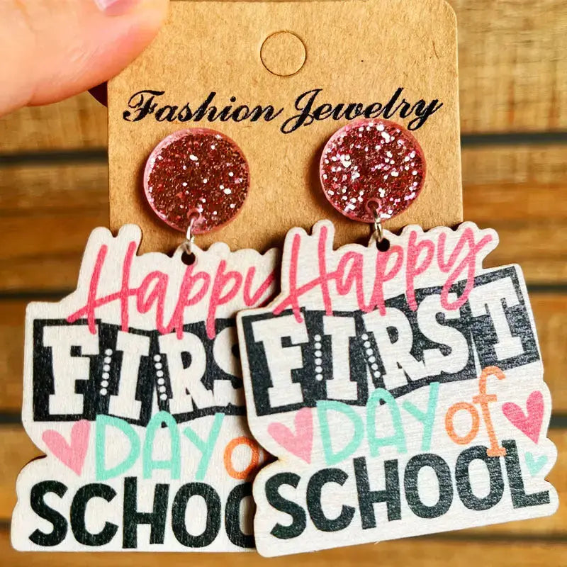 Lovcia School Theme Wooden Dangle Earrings-Earrings-Style H-One Size-Style H