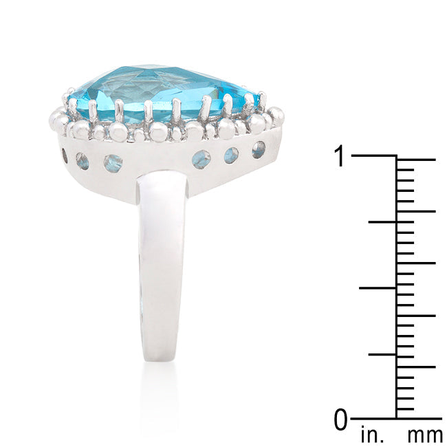 Lovcia Serene Splendor Pear-Cut Blue Topaz Rhodium Cocktail Ring-Rings-5-5
