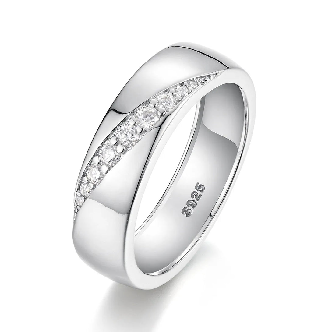 Lovcia Serenity Band 925 Sterling Silver Moissanite Ring for Women - Silver-7- - Buy latest trendy Rings for Women and Girls