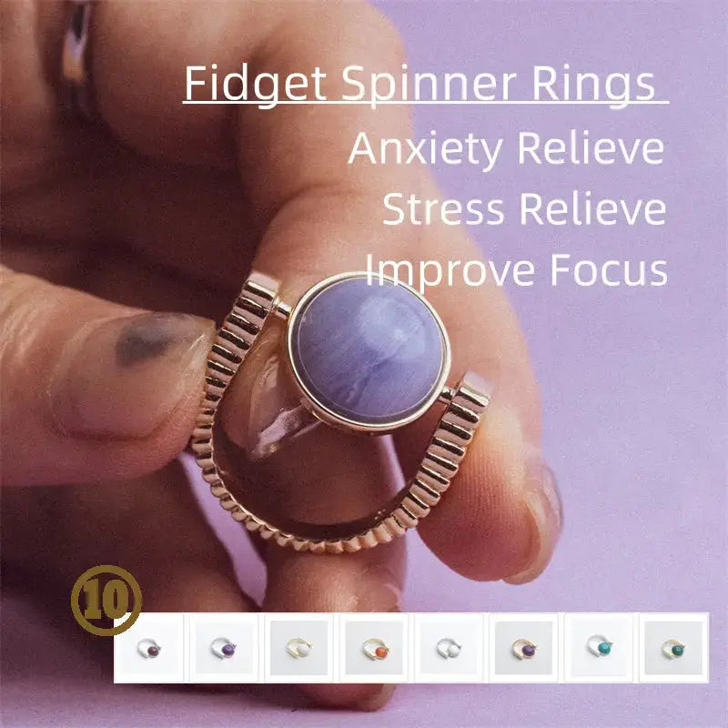 LOVCIA Serenity Spinner Rings - Natural Stone Jewelry for Calm and Inspiration