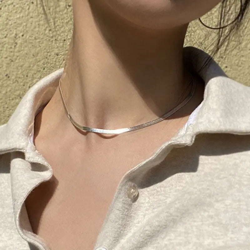 Lovcia Set your Fashion in Style Titanium Steel Snake Bones Chain Necklace For Women-Necklaces-Gold-Gold