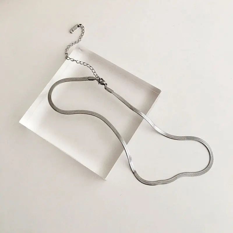 Lovcia Set your Fashion in Style Titanium Steel Snake Bones Chain Necklace For Women-Necklaces-Silver-Silver