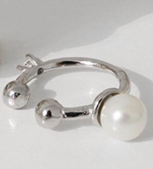 Lovcia Shell Pearl 18K Gold Plated 925 Non Pierced Earrings-Earrings-Rhodium-Rhodium