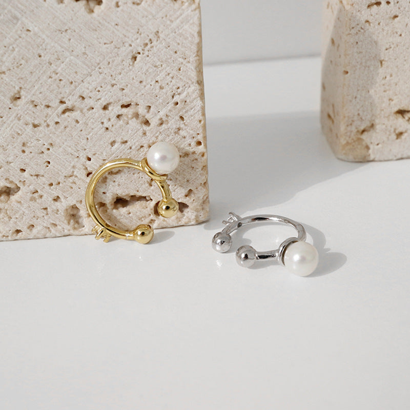 Lovcia Shell Pearl 18K Gold Plated 925 Non Pierced Earrings-Earrings-Yellow Gold-Yellow Gold