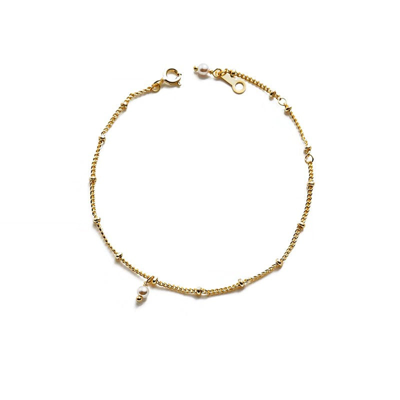 Lovcia Shell Pearl 3mm Sterling Silver Chain Bracelet-Bracelets-