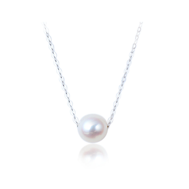 Lovcia Shell Pearl 925 Sterling Silver Necklace 8.08mm-Necklaces-Rhodium-Rhodium