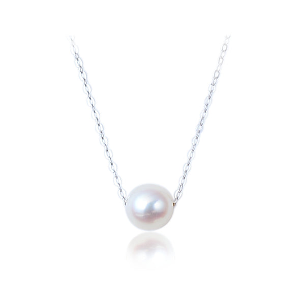 Lovcia Shell Pearl 925 Sterling Silver Necklace 8.08mm-Necklaces-Rhodium-Rhodium