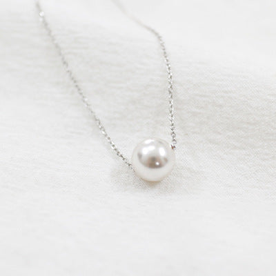Lovcia Shell Pearl 925 Sterling Silver Necklace 8.08mm-Necklaces-Rhodium-Rhodium