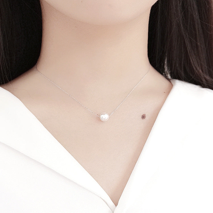 Lovcia Shell Pearl 925 Sterling Silver Necklace 8.08mm-Necklaces-Rhodium-Rhodium