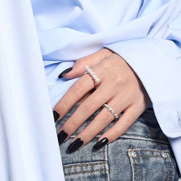 Lovcia Shell Pearl Ring 5 Pearl Beads Adjustable Gold Tone-Rings-Yellow Gold-Yellow Gold
