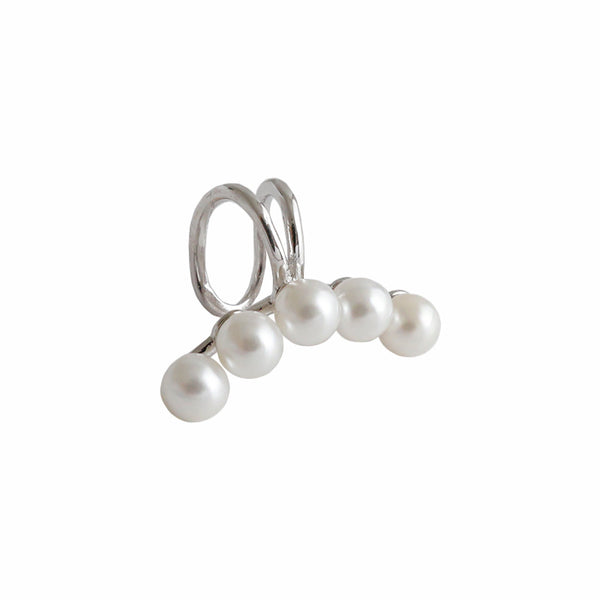 Lovcia Shell Pearl Sterling Silver Earring 5 Pearls 3.5mm-Earrings-Silver (Single)-Silver (Single)