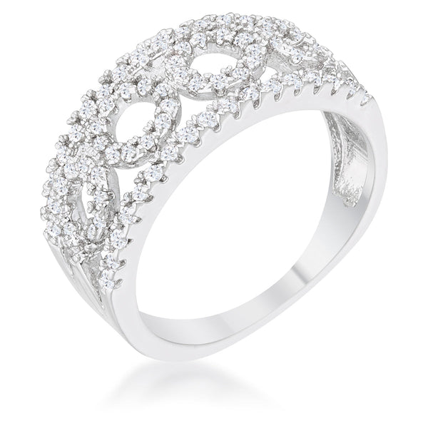 Lovcia Shimmering Rhodium Plated Band with 0.5ct CZ and Pave Setting-Rings-5-5
