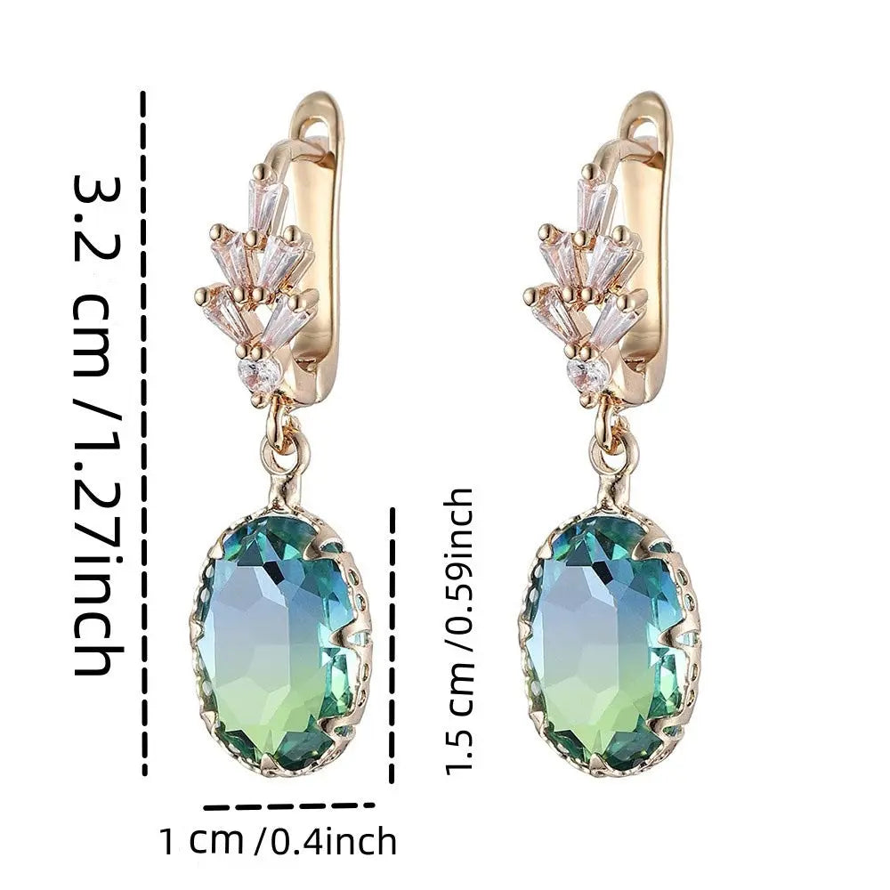 Lovcia Shining Crystal Zircon Bright Oval Gem Fashion Earrings for Women-Earrings-Tourmaline Copper-Tourmaline Copper