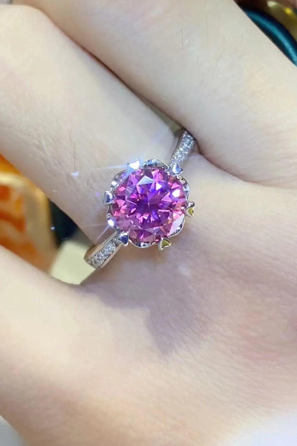 Lovcia Shining For You 2 Carat Moissanite 925 Sterling Silver Ring-Rings-Pink-5-Pink