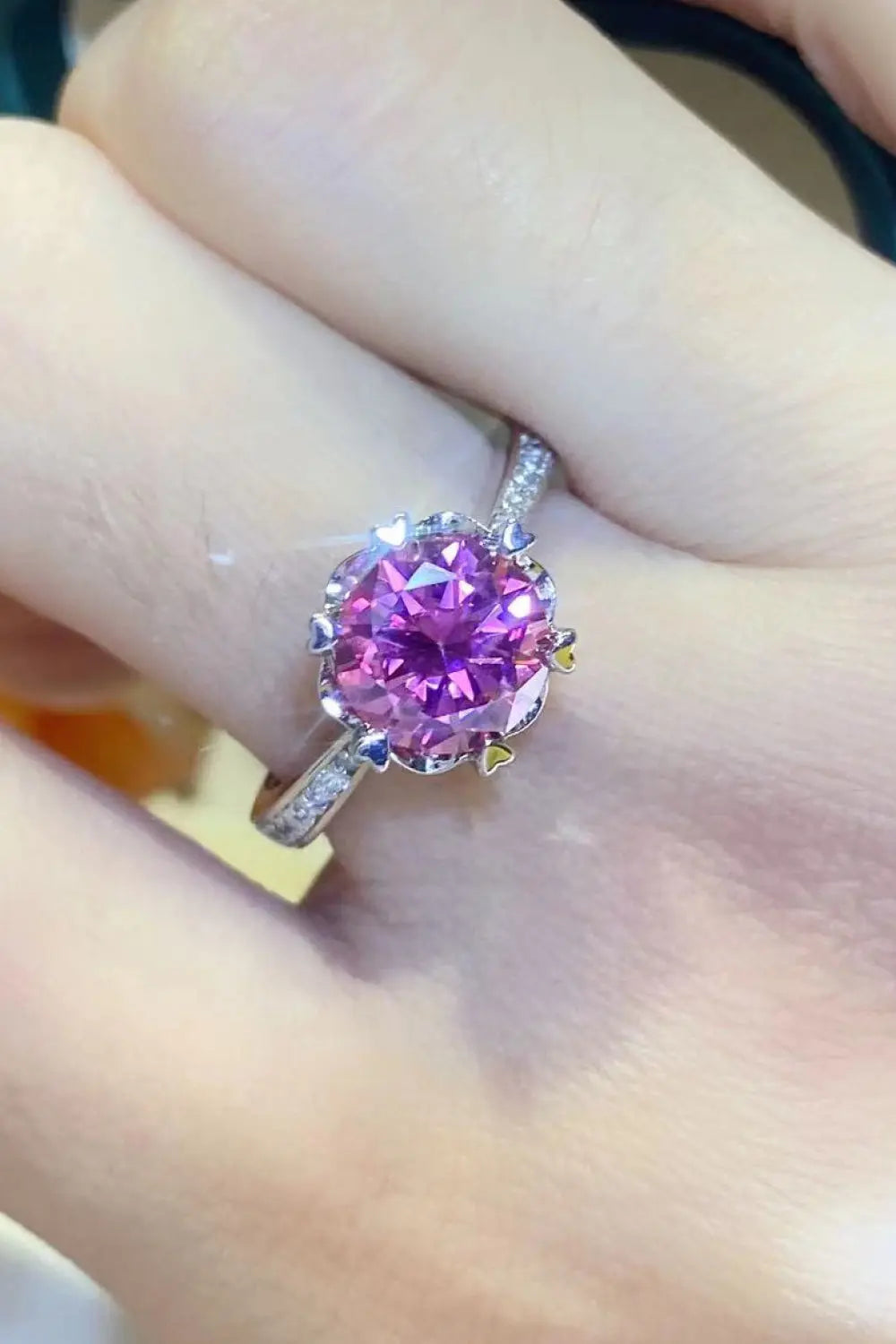 Lovcia Shining For You 2 Carat Moissanite 925 Sterling Silver Ring-Rings-Pink-5-Pink