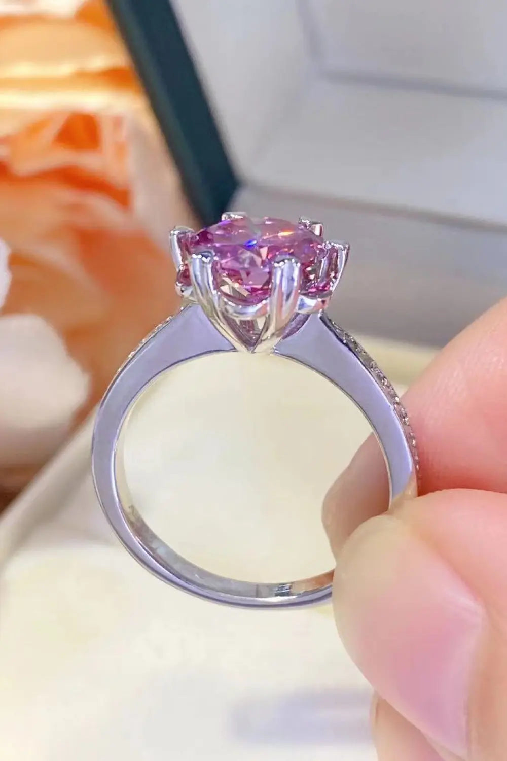 Lovcia Shining For You 2 Carat Moissanite 925 Sterling Silver Ring-Rings-Pink-5-Pink