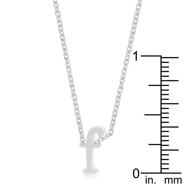 Lovcia Shiny Rhodium Plated Brass Initial 'F' Necklace-Pendants-