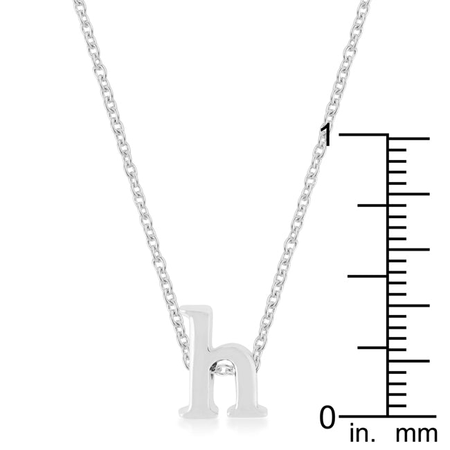 Lovcia Shiny Rhodium Plated Brass Initial H Necklace-Pendants-