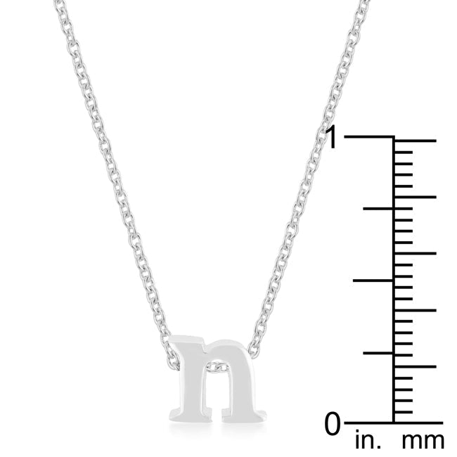 Lovcia Shiny Rhodium Plated Initial N Necklace-Pendants-