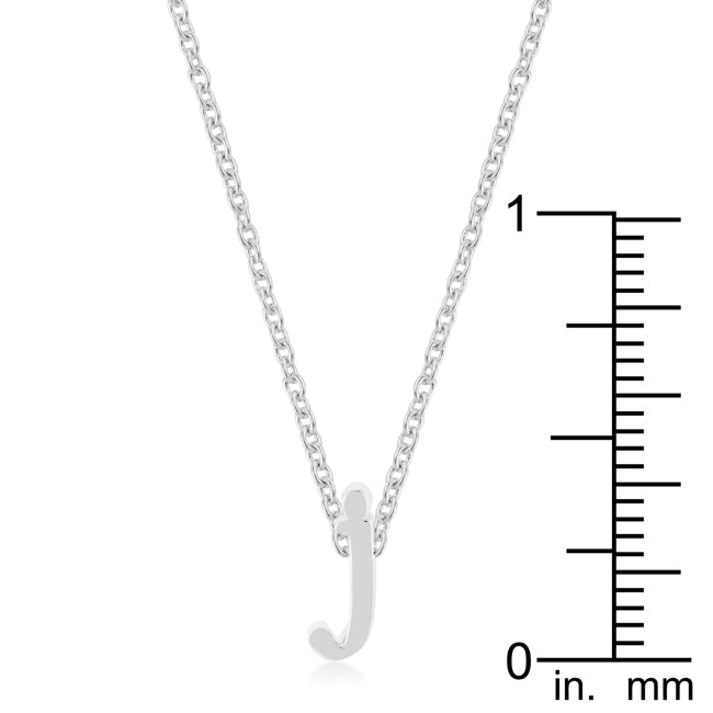 Lovcia Shiny Rhodium Tone J Initial Necklace-Pendants-