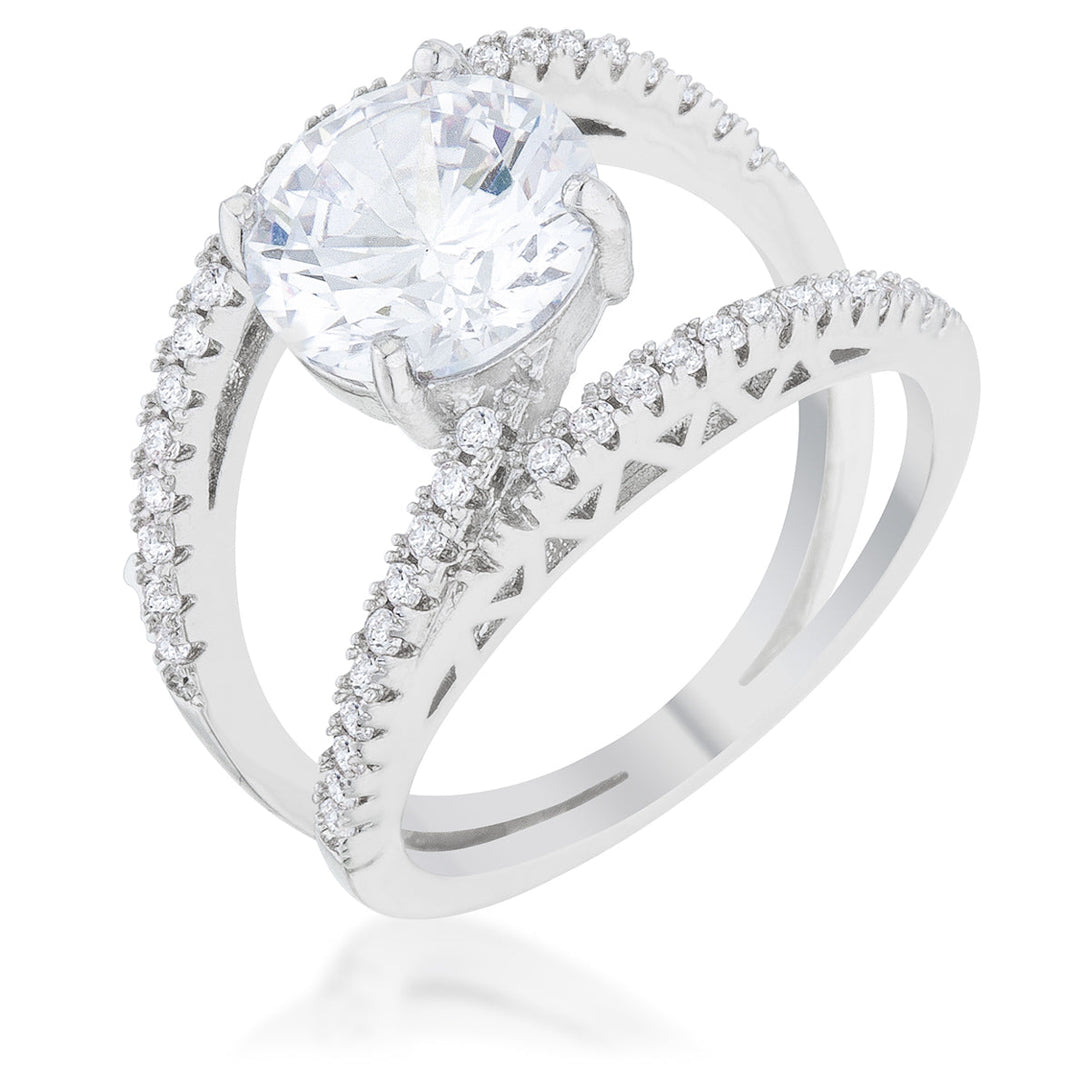 Lovcia Signature Chic 3ct Clear CZ Rhodium Dual-Band Ring-Rings-5-5
