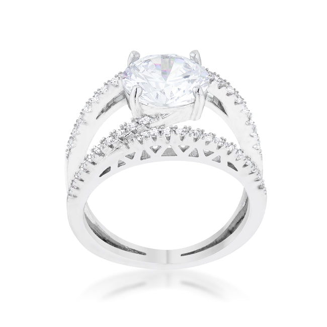 Lovcia Signature Chic 3ct Clear CZ Rhodium Dual-Band Ring-Rings-5-5